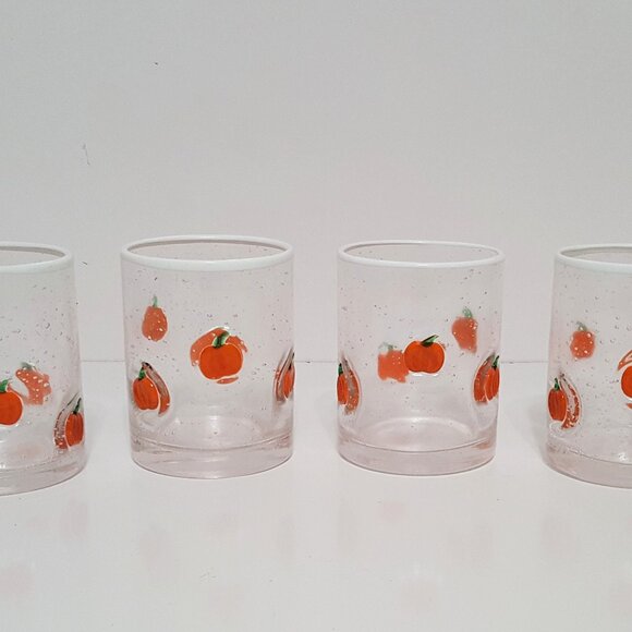 NEW RARE Pottery Barn Set of 4 Scary Squad Pumpkin Icon Drinking Glasses 12 oz - Picture 2 of 6